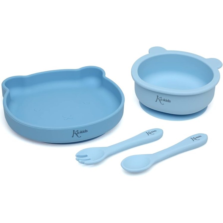 Kiokids stoviglie in silicone celeste