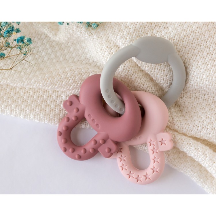 Massaggiagengive chiavi in silicone rosa e grigio