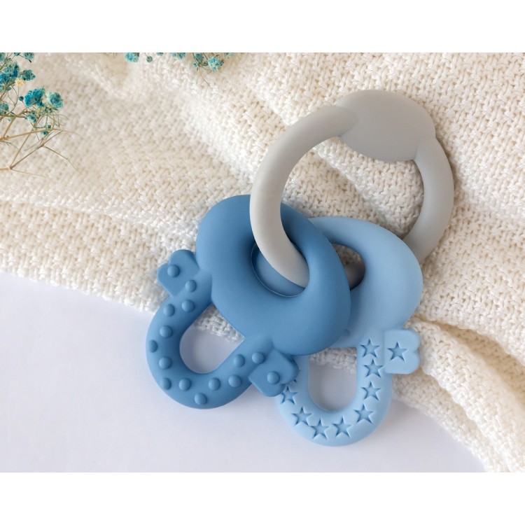 Massaggiagengive chiavi in silicone blu e grigio